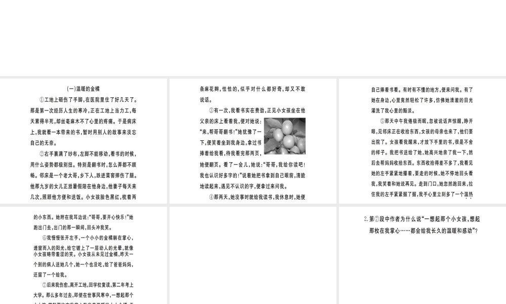 （武汉专用）八年级语文上册 专题七 记叙文阅读习题课件 新人教版-新人教版初中八年级上册语文课件
