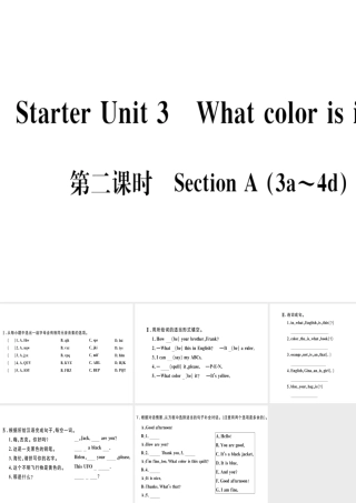 （武汉专版）秋七年级英语上册 Starter Unit 3 What color is it（第2课时）习题课件 （新版）人教新目标版-（新版）人教新目标版初中七年级上册英语课件