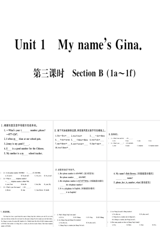 （武汉专版）秋七年级英语上册 Unit 1 My name’s Gina（第3课时）习题课件 （新版）人教新目标版-（新版）人教新目标版初中七年级上册英语课件