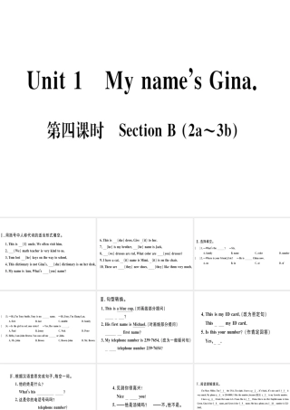 （武汉专版）秋七年级英语上册 Unit 1 My name’s Gina（第4课时）习题课件 （新版）人教新目标版-（新版）人教新目标版初中七年级上册英语课件