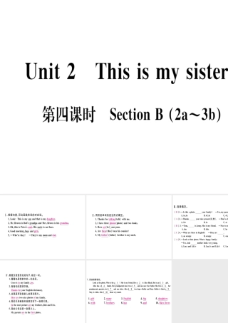 （武汉专版）秋七年级英语上册 Unit 2 This is my sister（第4课时）习题课件 （新版）人教新目标版-（新版）人教新目标版初中七年级上册英语课件