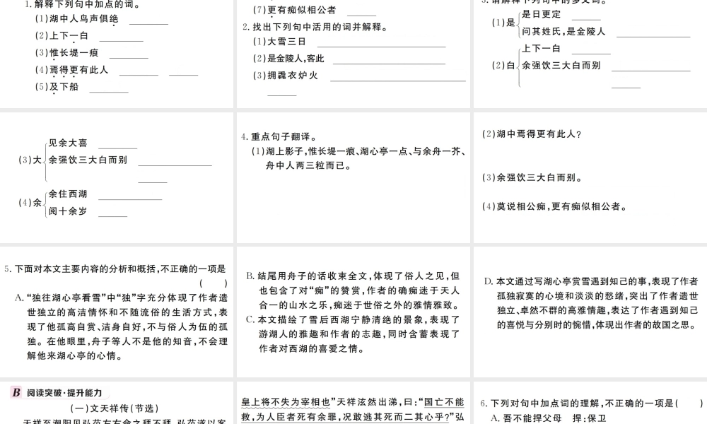 （武汉专版）秋九年级语文上册 第三单元 12湖心亭看雪习题课件 新人教版-新人教版初中九年级上册语文课件