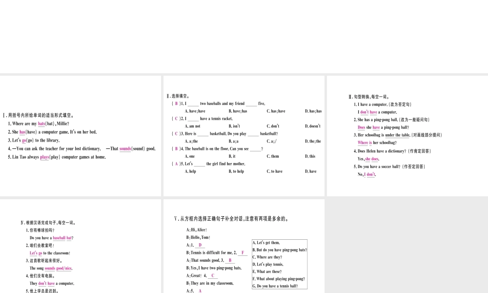 （武汉专版）秋七年级英语上册 Unit 5 Do you have a soccer ball（第1课时）习题课件 （新版）人教新目标版-（新版）人教新目标版初中七年级上册英语课件