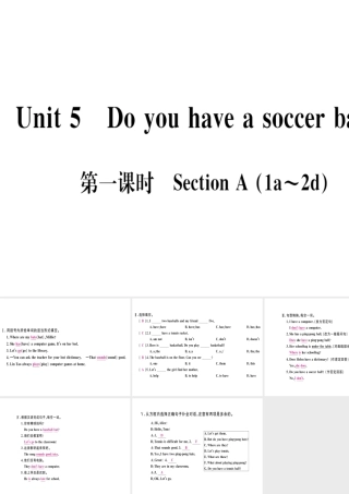 （武汉专版）秋七年级英语上册 Unit 5 Do you have a soccer ball（第1课时）习题课件 （新版）人教新目标版-（新版）人教新目标版初中七年级上册英语课件