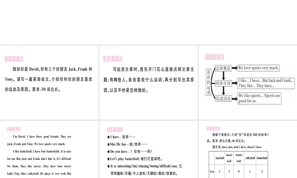 （武汉专版）秋七年级英语上册 Unit 5 Do you have a soccer ball单元写作习题课件 （新版）人教新目标版-（新版）人教新目标版初中七年级上册英语课件