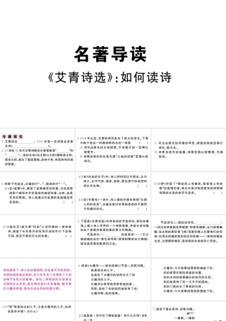 （武汉专版）秋九年级语文上册 第一单元 名著导读 艾青诗选习题课件 新人教版-新人教版初中九年级上册语文课件