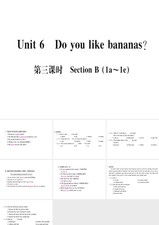 （武汉专版）秋七年级英语上册 Unit 6 Do you like bananas（第3课时）习题课件 （新版）人教新目标版-（新版）人教新目标版初中七年级上册英语课件