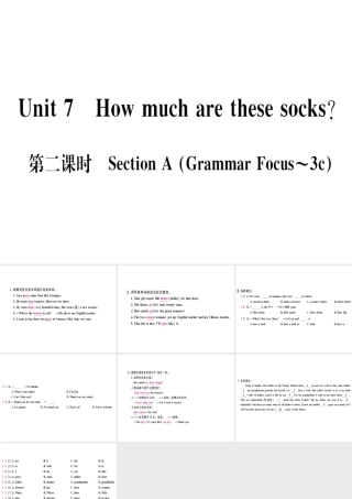 （武汉专版）秋七年级英语上册 Unit 7 How much are these socks（第2课时）习题课件 （新版）人教新目标版-（新版）人教新目标版初中七年级上册英语课件