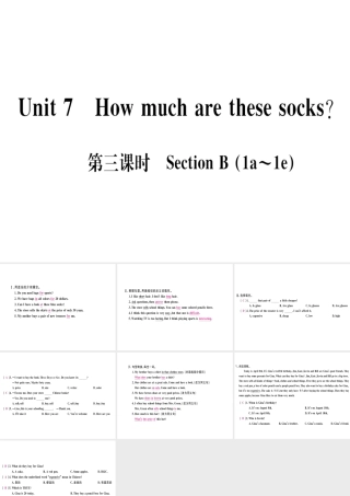 （武汉专版）秋七年级英语上册 Unit 7 How much are these socks（第3课时）习题课件 （新版）人教新目标版-（新版）人教新目标版初中七年级上册英语课件