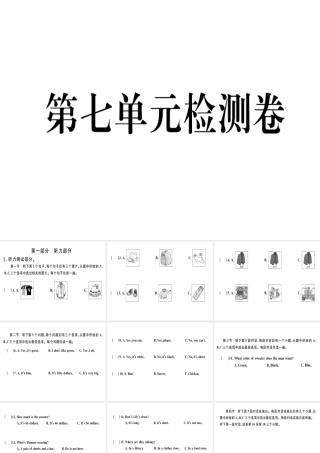 （武汉专版）秋七年级英语上册 Unit 7 How much are these socks检测卷习题课件 （新版）人教新目标版-（新版）人教新目标版初中七年级上册英语课件