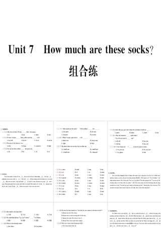 （武汉专版）秋七年级英语上册 Unit 7 How much are these socks组合练习题课件 （新版）人教新目标版-（新版）人教新目标版初中七年级上册英语课件