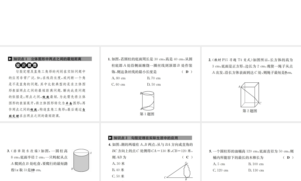 （毕节地级数学上册 1.3 勾股定理的应用作业课件 （新版）北师大版-（新版）北师大级上册数学课件