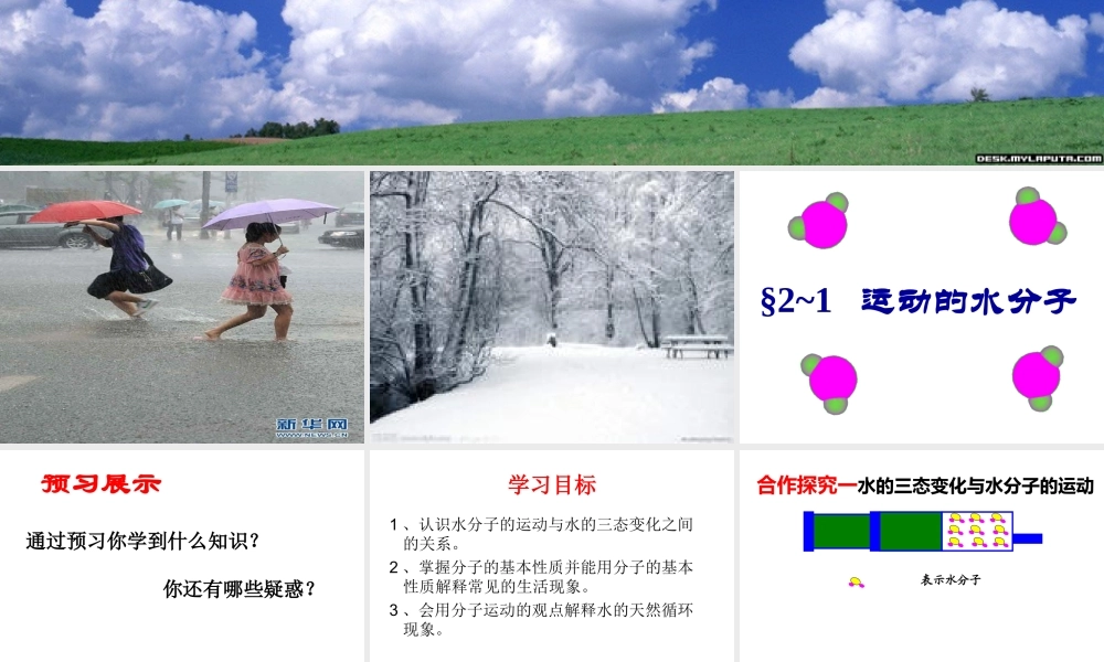 （水滴系列）九年级化学上册 2.1 运动的水分子（第1课时）课件 （新版）鲁教版-（新版）鲁教版初中九年级上册化学课件
