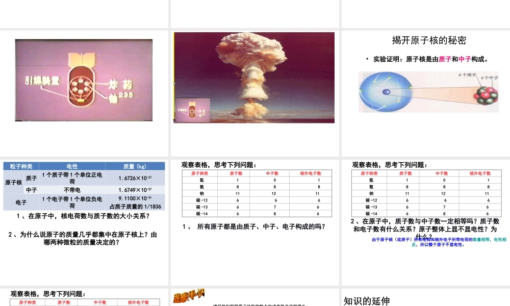 （水滴系列）九年级化学上册 2.3《原子的构成》课件 （新版）鲁教版-（新版）鲁教版初中九年级上册化学课件