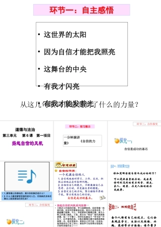 （水滴系列）（2016年秋季版）七年级道德与法治上册 第三单元 生活告诉自己“我能行”第六课 人生当自强 第1框 扬起自信的风帆课件 鲁人版六三制