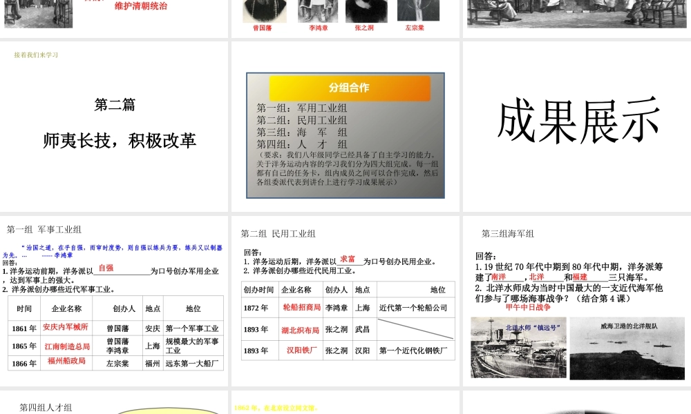 （水滴系列）八年级历史上册 第6课《洋务运动》课件 新人教版