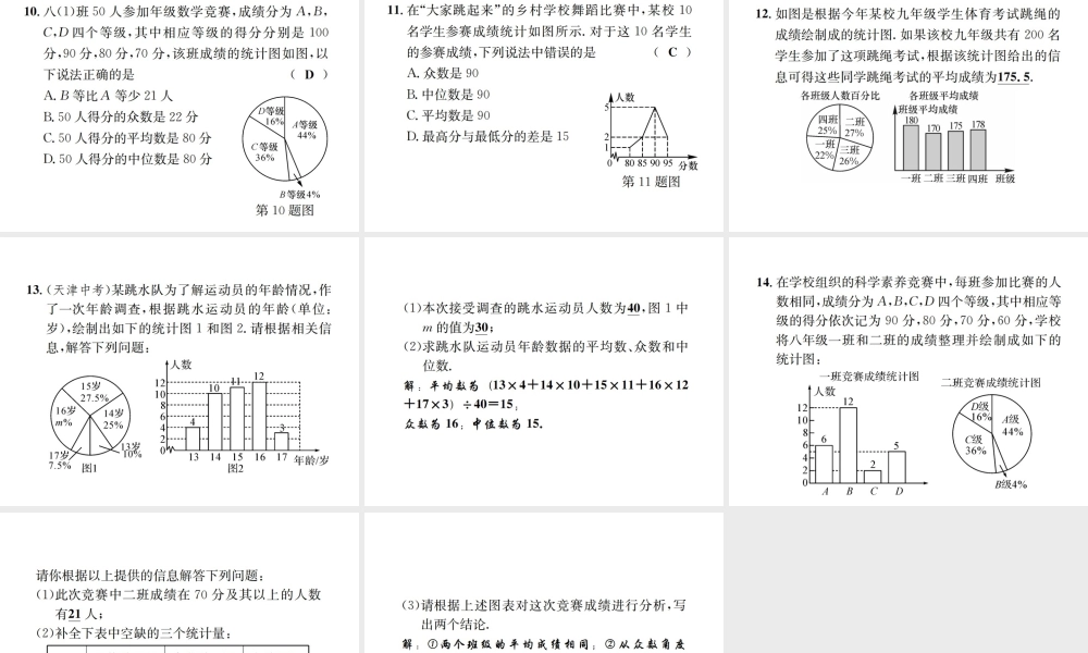 （毕节地级数学上册 6.3 从统计图分析数据的集中趋势作业课件 （新版）北师大版-（新版）北师大级上册数学课件