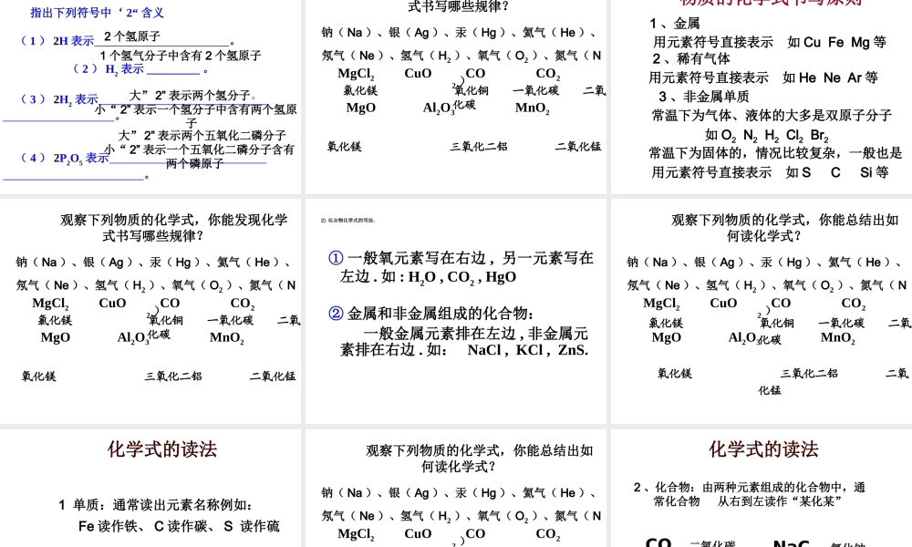 （水滴系列）九年级化学上册 4.2 物质组成的表示（第1课时）课件 （新版）鲁教版-（新版）鲁教版初中九年级上册化学课件