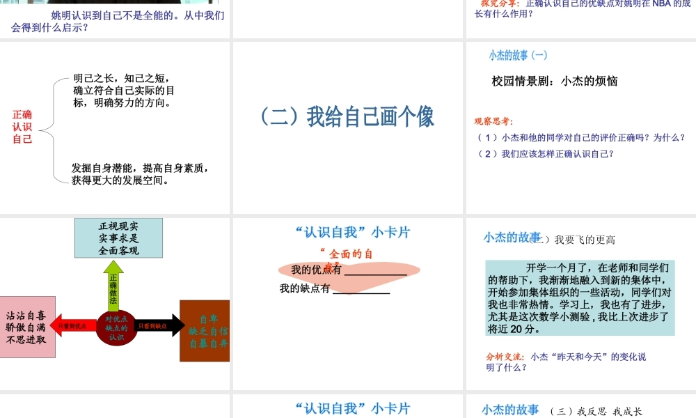 （水滴系列）（2016年秋季版）七年级道德与法治上册 第一单元 走进新的学习生活 第二课 新自我 新期待 第1框 描绘清晰完整的我课件 鲁人版六三制