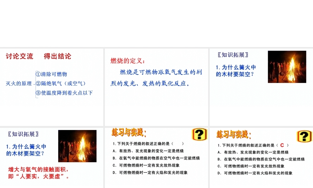 （水滴系列）九年级化学上册 6.1 燃烧与灭火课件 （新版）鲁教版-（新版）鲁教版初中九年级上册化学课件