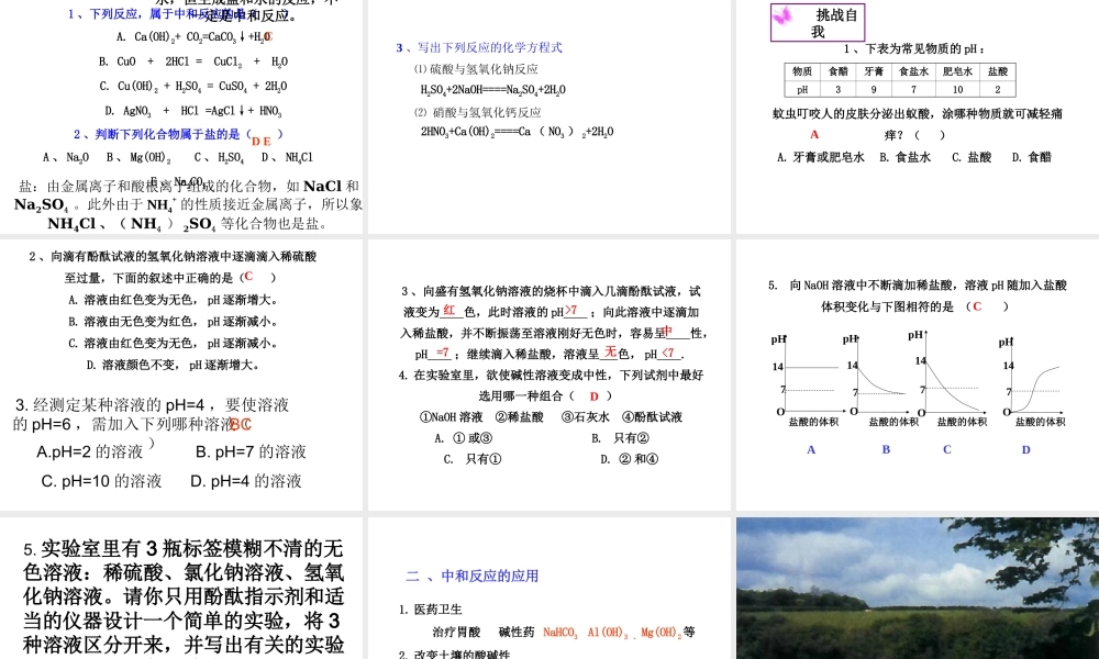 （水滴系列）九年级化学上册 7.4 酸碱中和反应课件2 （新版）鲁教版-（新版）鲁教版初中九年级上册化学课件