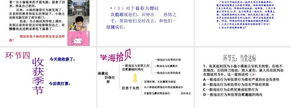 （水滴系列）（2016年秋季版）七年级道德与法治下册 第18课 让法律为成长护航 第3框 点滴做起防微杜渐课件 鲁人版六三制