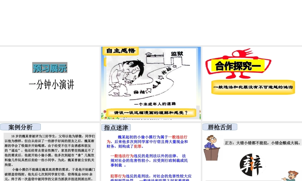 （水滴系列）（2016年秋季版）七年级道德与法治下册 第18课 让法律为成长护航 第三框 点滴做起 防微杜渐课件 鲁人版六三制