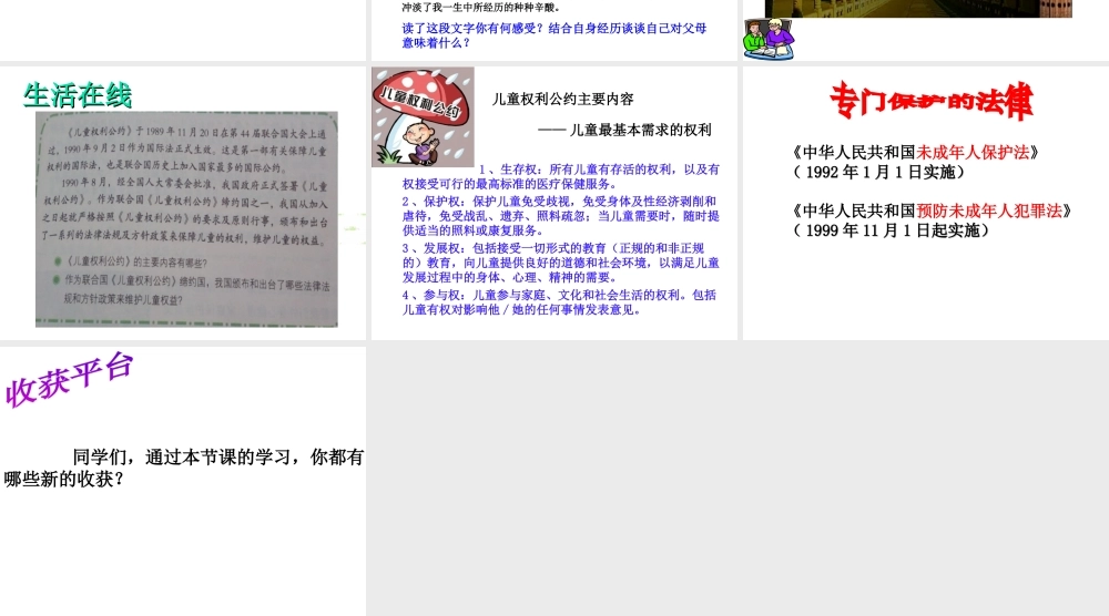 （水滴系列）（2016年秋季版）七年级道德与法治下册 第九单元 撑起法律保护伞 第17课 我们受法律特殊保护 第1框 特殊的我们特殊的保护课件 鲁人版六三制