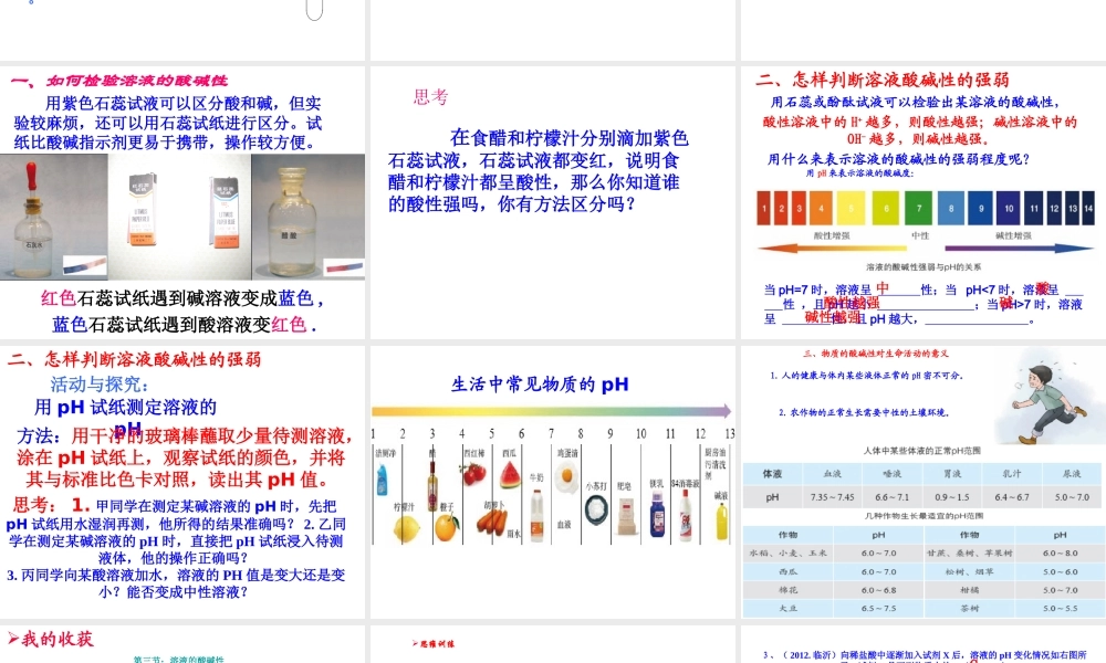 （水滴系列）九年级化学下册 7.3《溶液的酸碱性》课件 （新版）鲁教版-（新版）鲁教版初中九年级下册化学课件