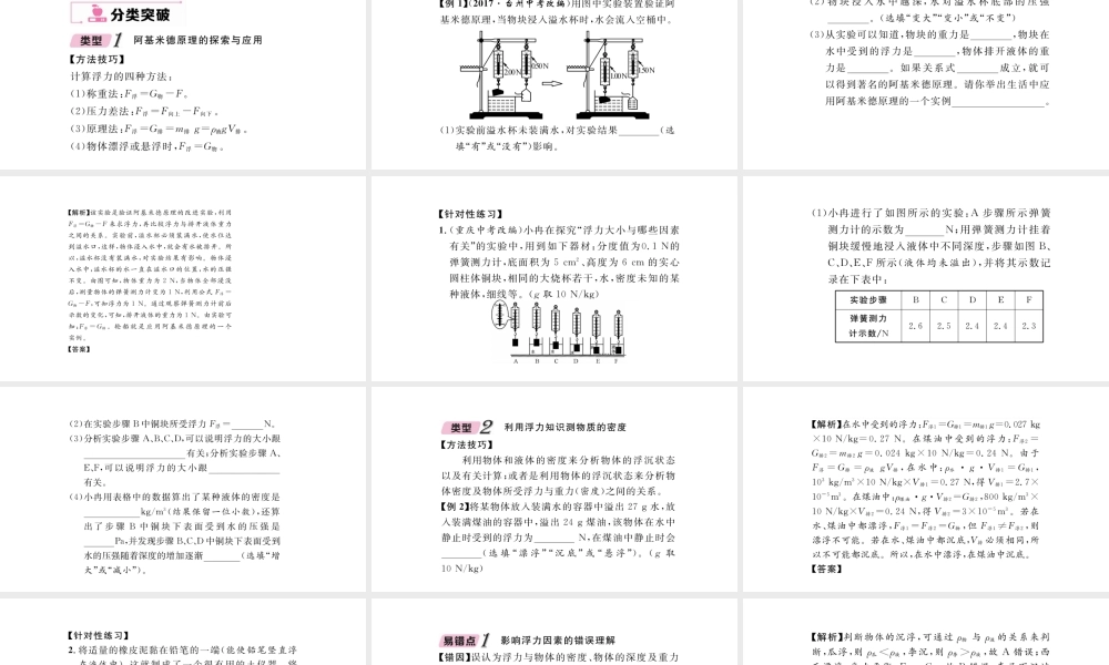 （毕节专版）春八年级物理下册 第十章 浮力本章重难点，易错点突破方法技巧课件 （新版）新人教版-（新版）新人教版初中八年级下册物理课件