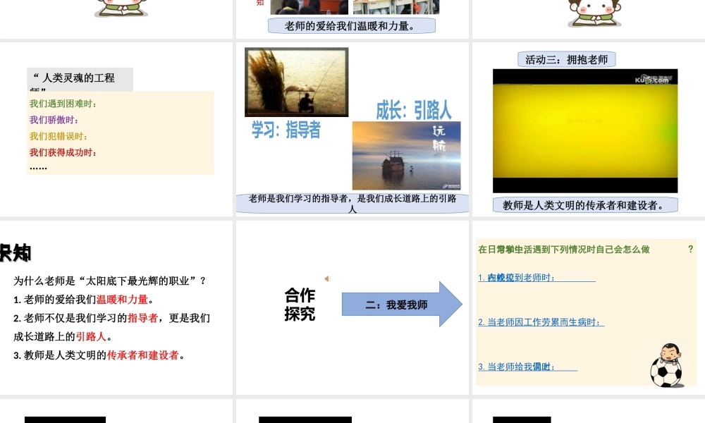 （水滴系列）（2016年秋季版）七年级道德与法治下册 第六单元 相逢是首歌 第12课 我和老师交朋友 第1框 感恩师爱课件 鲁人版六三制
