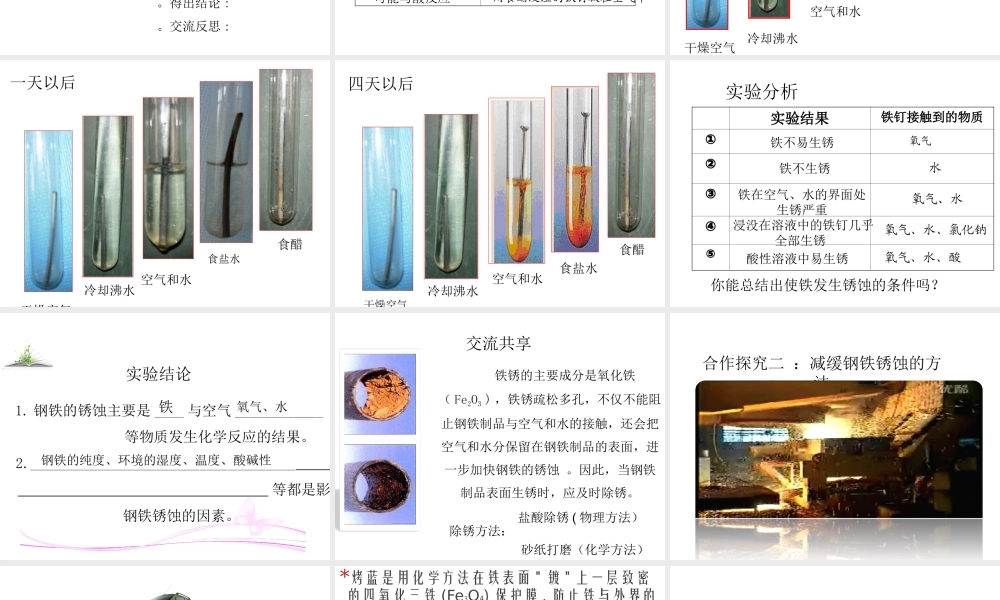 （水滴系列）九年级化学下册 9.3 钢铁的锈蚀与防护课件2 （新版）鲁教版-（新版）鲁教版初中九年级下册化学课件