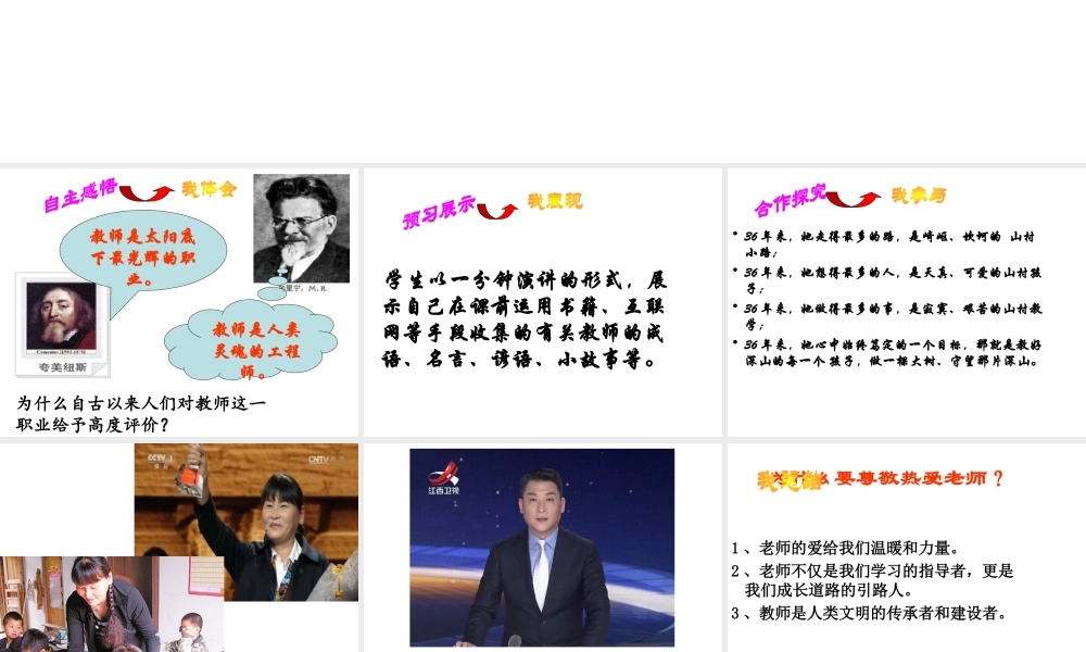 （水滴系列）（2016年秋季版）七年级道德与法治下册 第六单元 相逢是首歌 第12课 我和老师交朋友 第2框 感恩师爱课件 鲁人版六三制