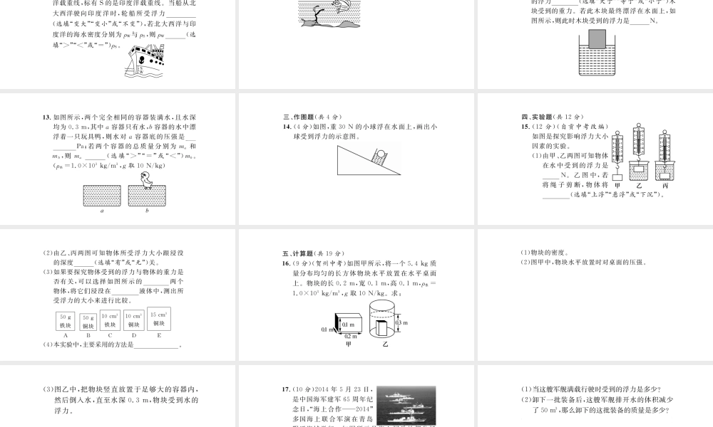 （毕节专版）春八年级物理下册 进阶测试5（范围：第十章1-3节）课件 （新版）新人教版-（新版）新人教版初中八年级下册物理课件