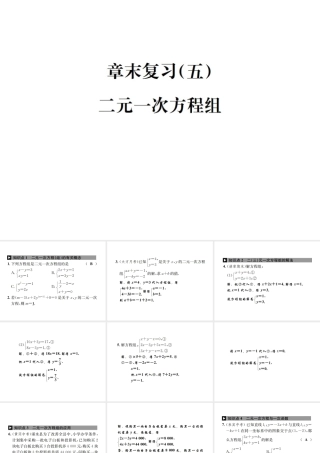 （毕节地级数学上册 章末复习（五）二元一次方程组作业课件 （新版）新人教版-（新版）新人教级上册数学课件