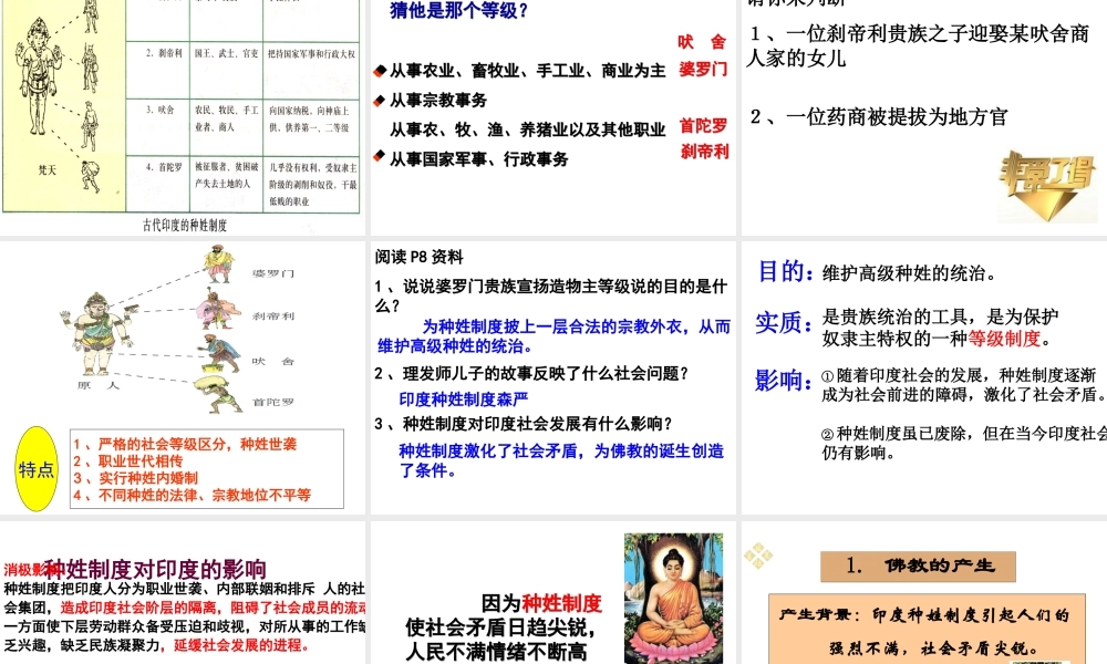 （水滴系列）九年级历史上册 第2课 大河流域—人类文明的摇篮 第3课时：古代印度课件 新人教版