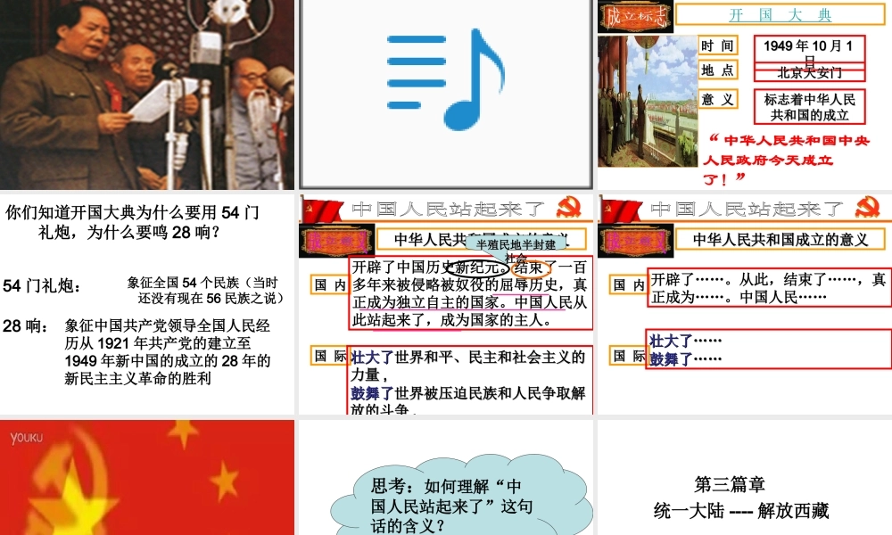 （水滴系列）八年级历史下册 第1课《中国人民站起来了》课件 新人教版