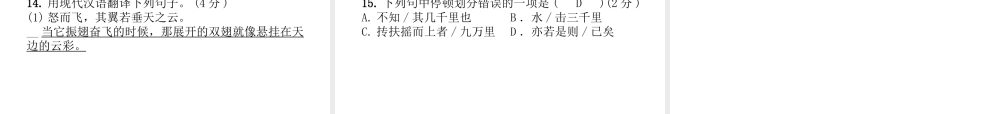 （毕节专版）八年级语文下册 第四单元达标测试课件 新人教版-新人教版初中八年级下册语文课件