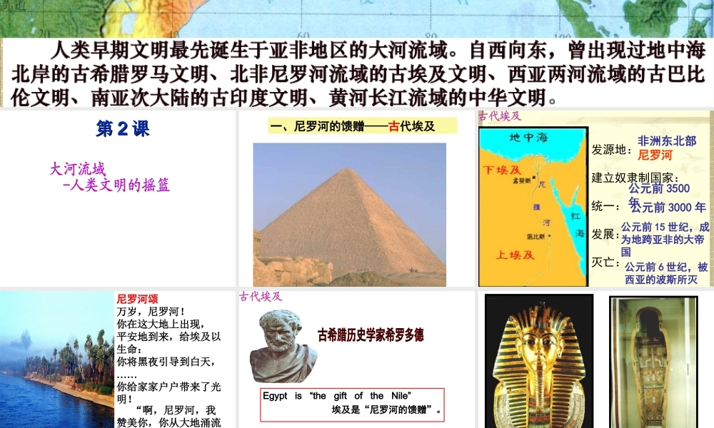 （水滴系列）九年级历史上册 第2课 大河流域—人类文明的摇篮课件 新人教版