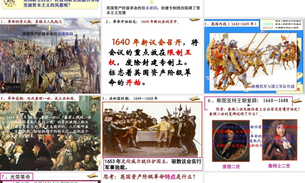 （水滴系列）九年级历史上册 第11课 英国资产阶级革命课件 新人教版