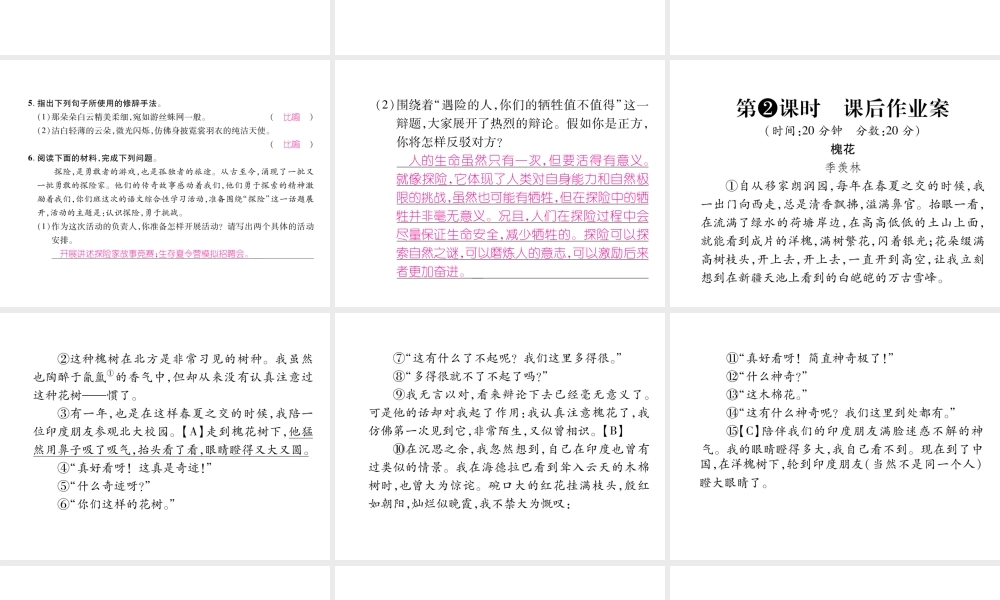 （毕节专版）八年级语文下册 第五单元 19 登勃朗峰课件 新人教版-新人教版初中八年级下册语文课件