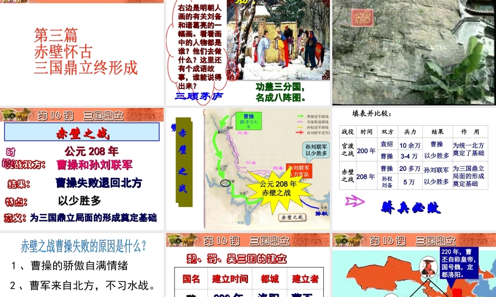 （水滴系列）（2016年秋季版）七年级历史上册 16 三国鼎立课件 新人教版