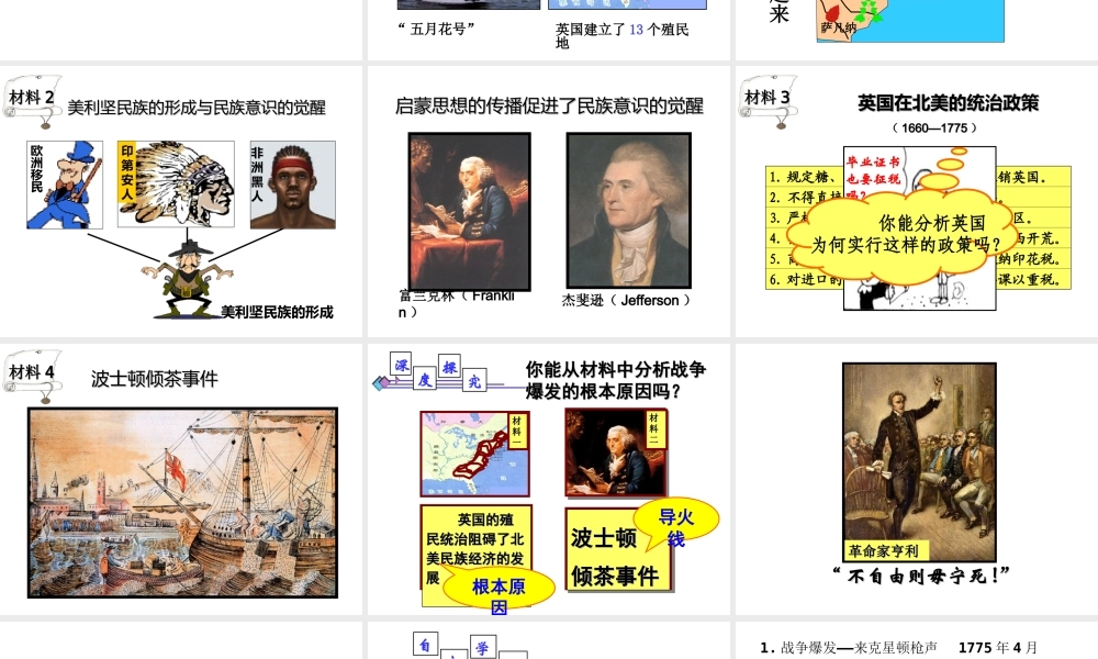 （水滴系列）九年级历史上册 第12课《美国的诞生》课件 新人教版