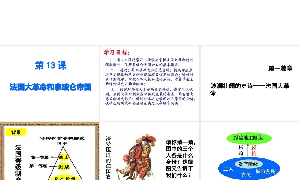 （水滴系列）九年级历史上册 第13课《法国大革命和拿破仑帝国》课件 新人教版