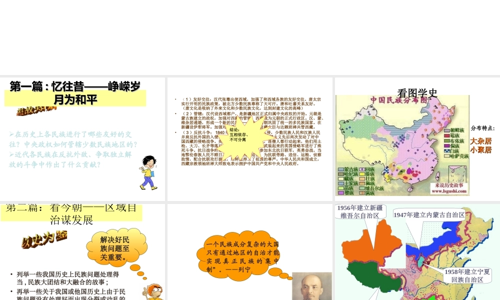 （水滴系列）八年级历史下册 第11课《民族团结》课件 新人教版