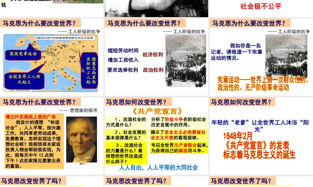 （水滴系列）九年级历史上册 第17课《国际工人运动与马克思主义的诞生》课件 新人教版