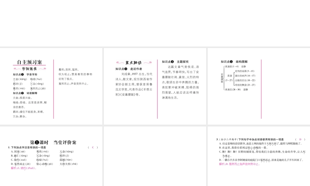 （毕节专版）八年级语文下册 第一单元 3 安塞腰鼓课件 新人教版-新人教版初中八年级下册语文课件