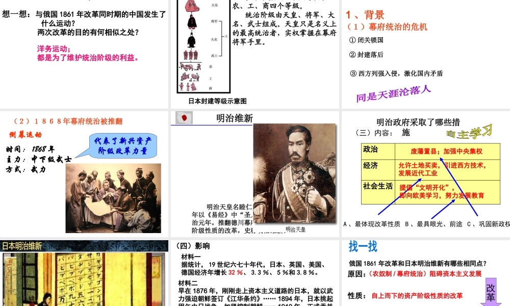 （水滴系列）九年级历史上册 第19课《俄国和日本的历史转折》课件1 新人教版-新人教版初中九年级上册历史课件