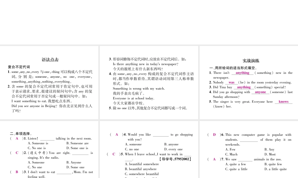 （毕节专版）秋八年级英语上册 Unit 1 Where did you go on vacation（第2课时）语法精讲精练课件 （新版）人教新目标版-（新版）人教新目标版初中八年级上册英语课件