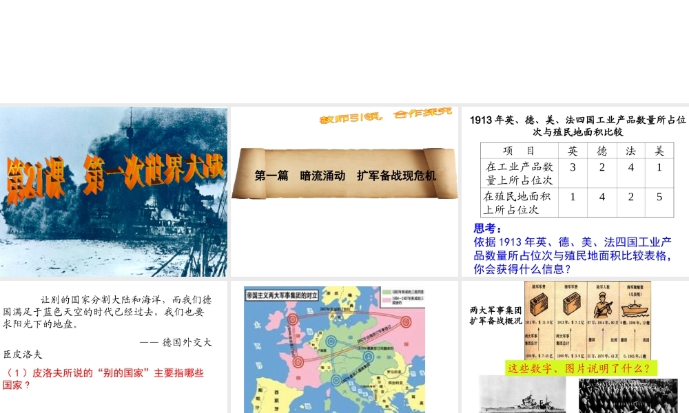 （水滴系列）九年级历史上册 第21课《第一次世界大战》课件 新人教版